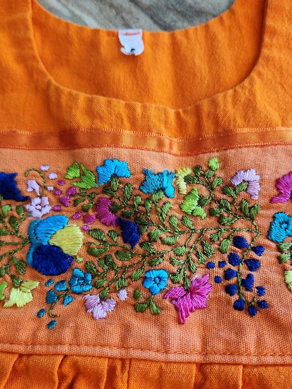 Girls Orange Embroidered Cotton Overalls - size 2